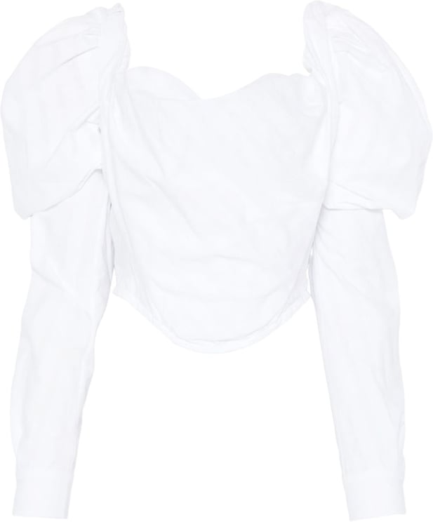 Vivienne Westwood White Sweetheart Neck Puff Sleeve Top