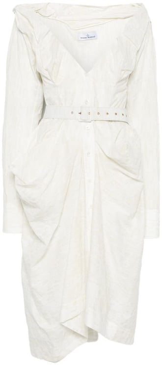 Vivienne Westwood White Ruffled Detachable Belt Shirt Dress