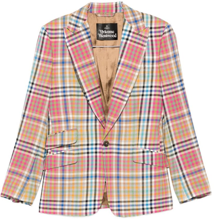 Vivienne Westwood Multicolored Plaid Tailored Blazer With Notched Lapels
