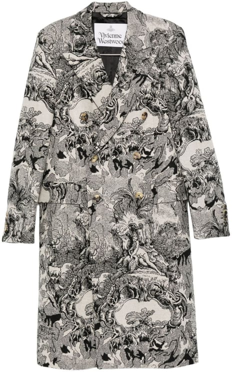 Vivienne Westwood Cream Baroque Print Long-Sleeve Coat