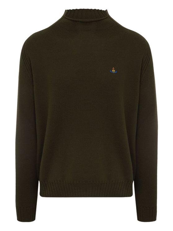 Vivienne Westwood High Neck Ribbed Brown Sweater
