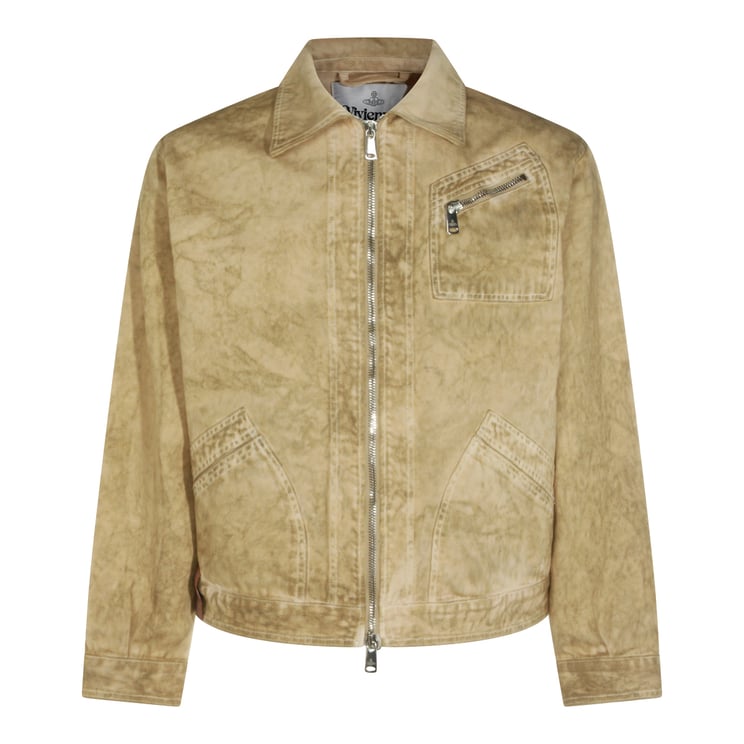 Vivienne Westwood Washed Cotton Jacket with Double Zip Fastening and Classic Collar