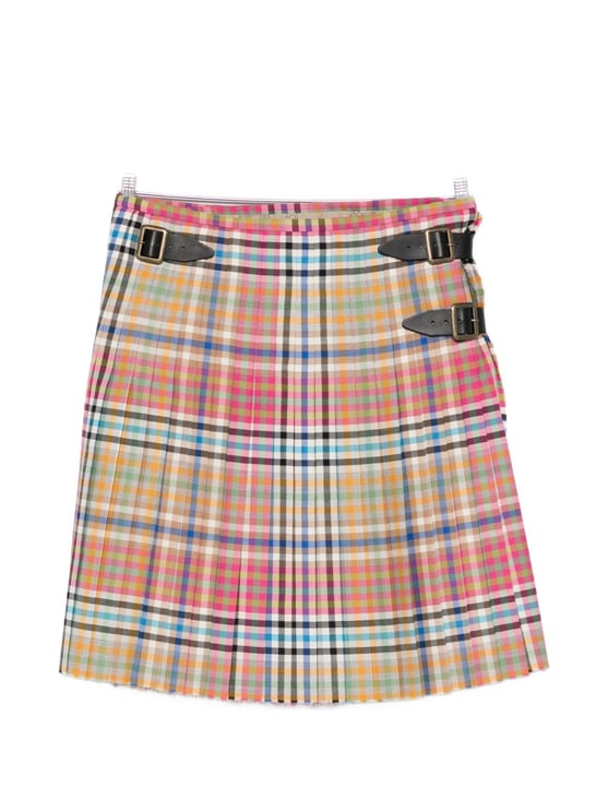 Vivienne Westwood Multicolor Plaid Pleated Skirt With Adjustable Buckle Straps