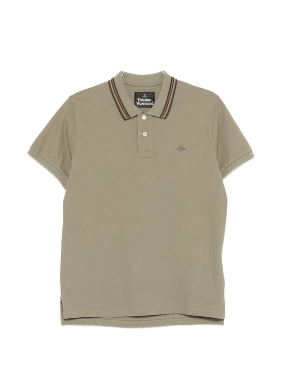 Vivienne Westwood Short-Sleeve Polo Shirt With Ribbed Collar And Striped Accents