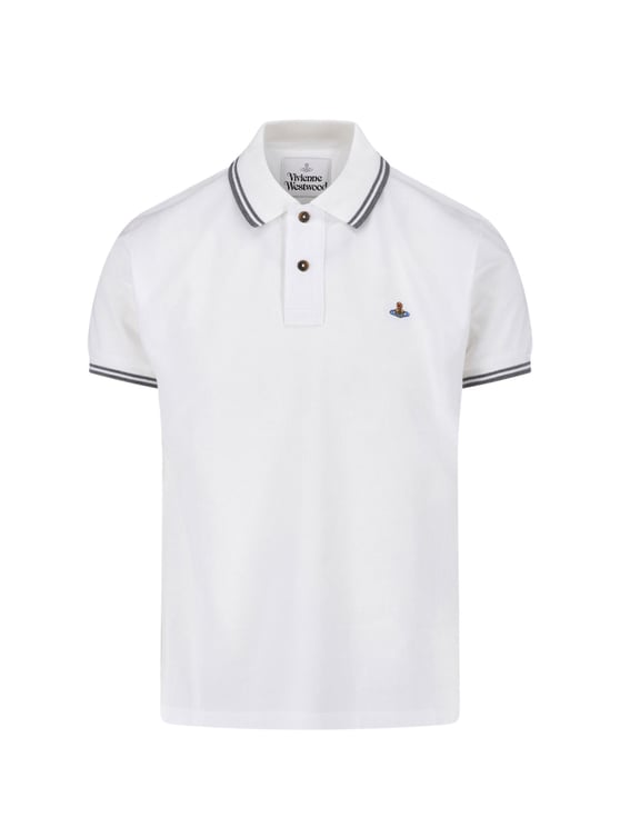 Vivienne Westwood Short-Sleeve Polo Shirt with Grey Double Stripes