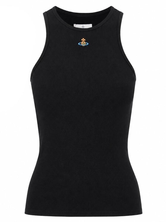 Vivienne Westwood Top Con Logo Ribbed Cotton Tank