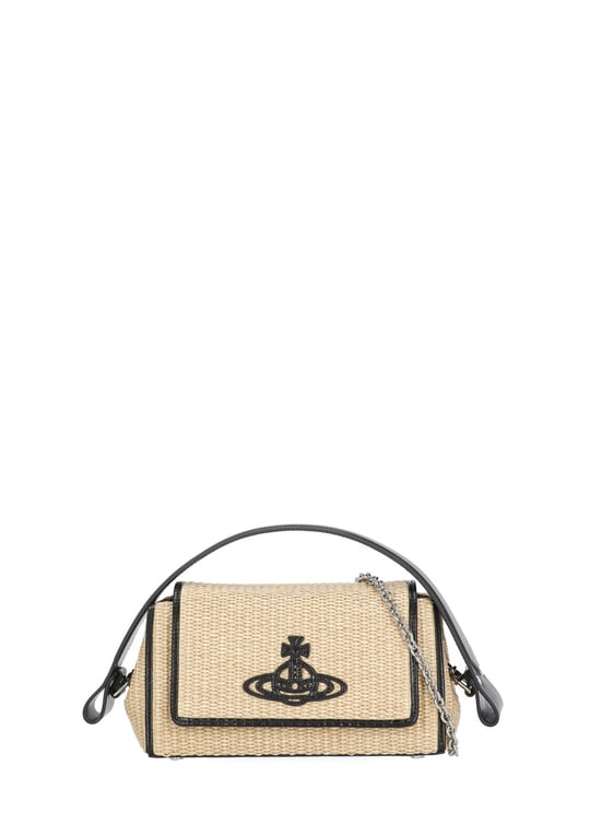 Vivienne Westwood Medium Woven Rafia Shoulder Bag With Orb Logo And Versatile Straps