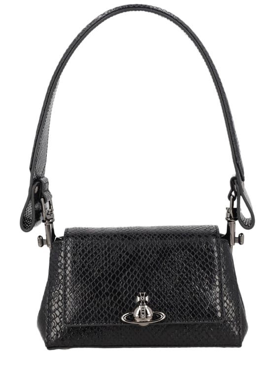 Vivienne Westwood Neutrals Hazel Snakeskin Textured Calf Leather Shoulder Bag