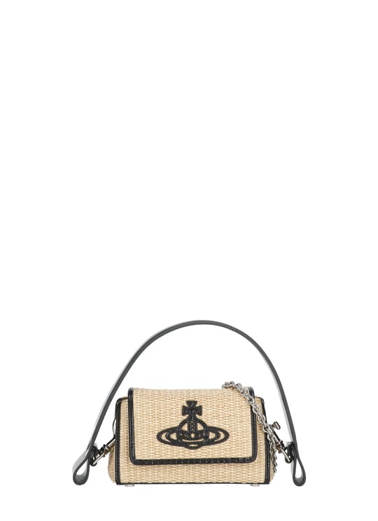 Vivienne Westwood Hazel Raffia Handbag With Distinctive Orb Logo And Detachable Strap
