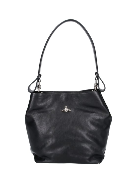 Vivienne Westwood Sophisticated Black Calf Leather Shoulder Bag