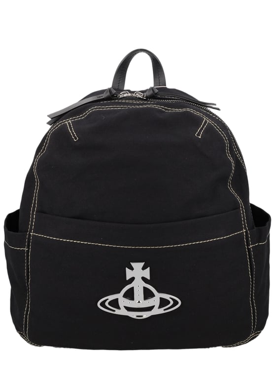 Vivienne Westwood George Rounded Emblem Cotton Backpack
