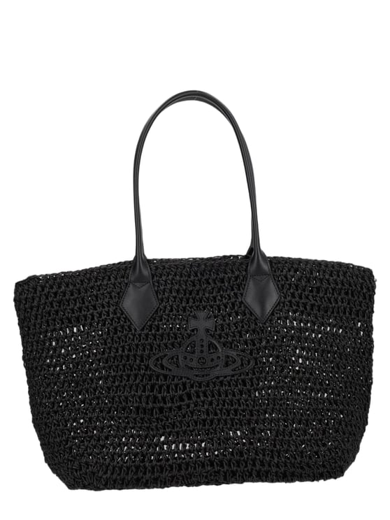 Vivienne Westwood Black Woven Paper Textured Handbag