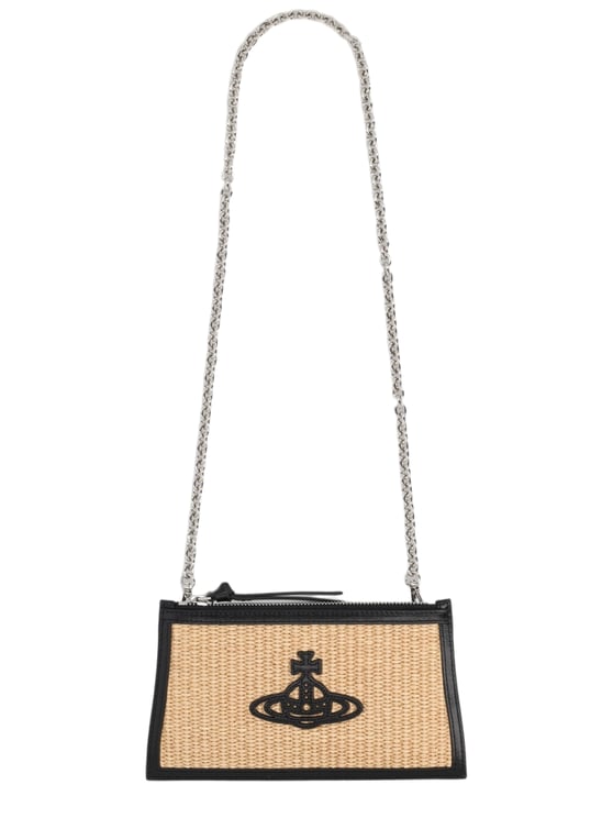 Vivienne Westwood Woven Cotton-Blend Black Emblem Clutch