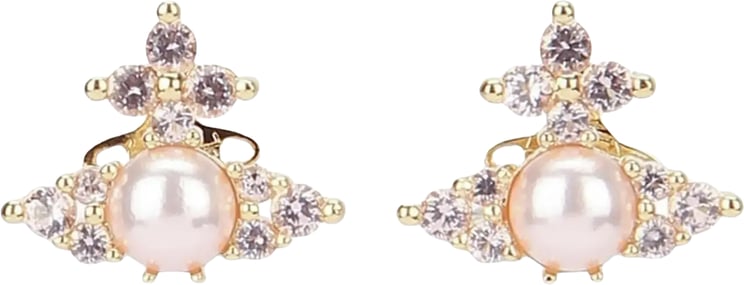 Vivienne Westwood Feodora Earrings Gold / Champagne Cz / Pink