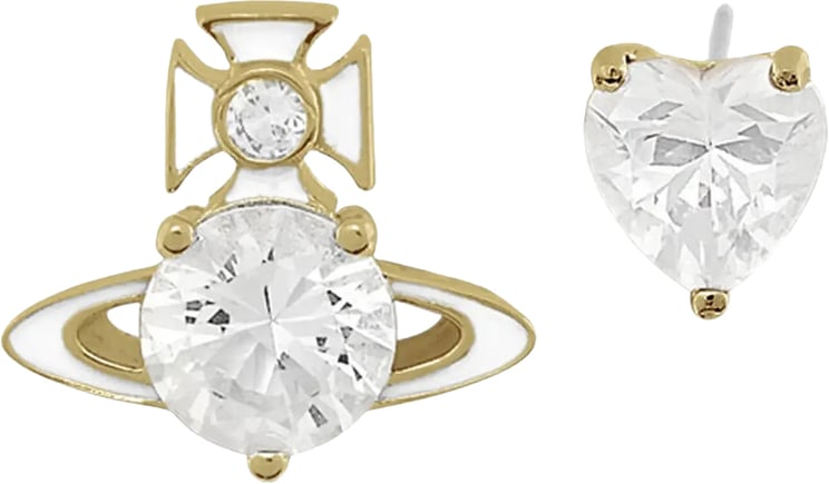 Vivienne Westwood Millie Earrings Gold / White Enamel / White