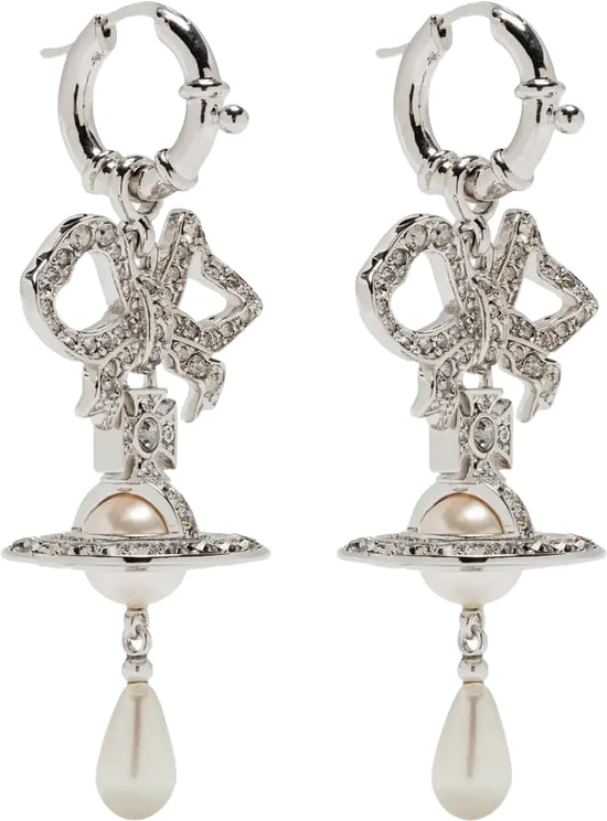 Vivienne Westwood Rigoberta Pearl Earrings Platinum/crystal Velvet Crystal/creamrose