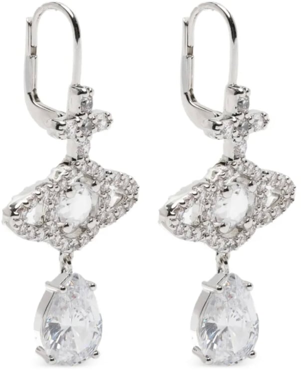 Vivienne Westwood Olympia Cz Drop Earrings Platinum / White