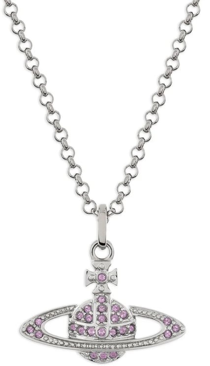 Vivienne Westwood Mini Bas Relief Pendant Platinum / Violet Crystal