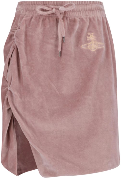 Vivienne Westwood Pink Ruched Drawstring Velvety Skirt