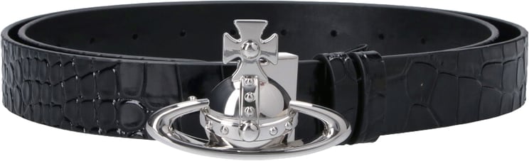 Vivienne Westwood Black Sleek Polished Minimalist Leather Belt
