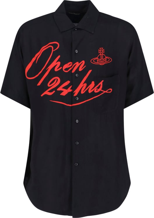 Vivienne Westwood "Opne 24 Hrs" Bowling Shirt – Black