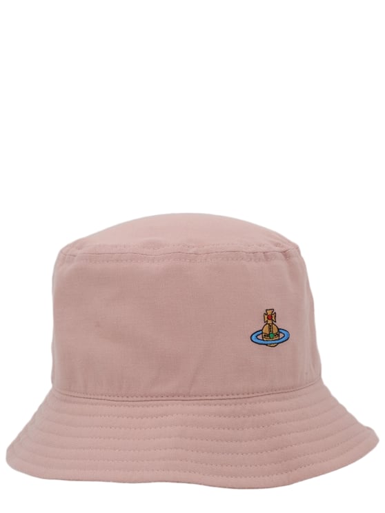 Vivienne Westwood Muted Pink Stitched Brim Cotton Hat