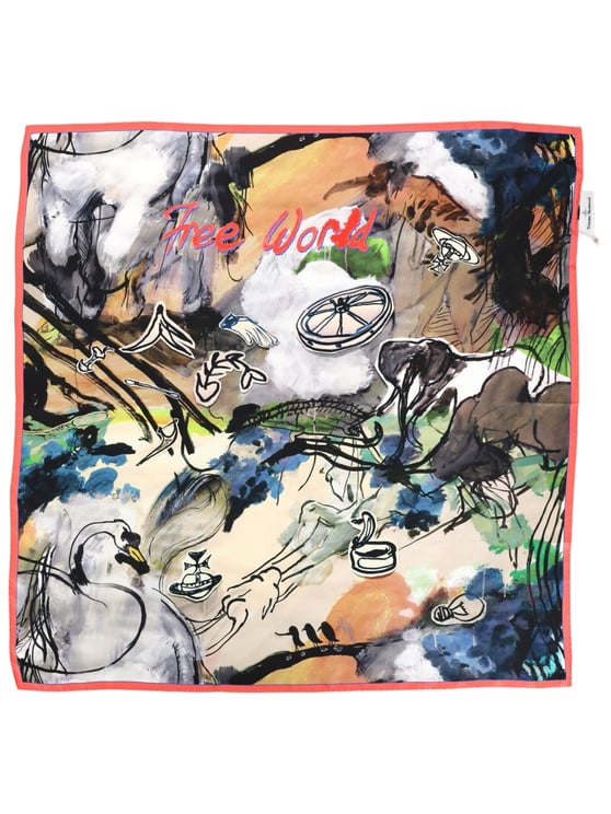 Vivienne Westwood Free World Abstract Painterly Silk Scarf