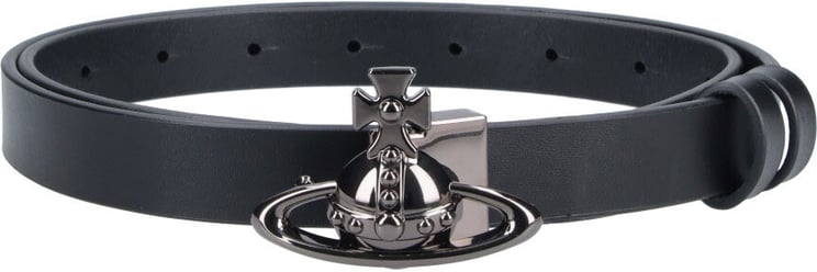 Vivienne Westwood Black Orb Calf Leather Adjustable Belt