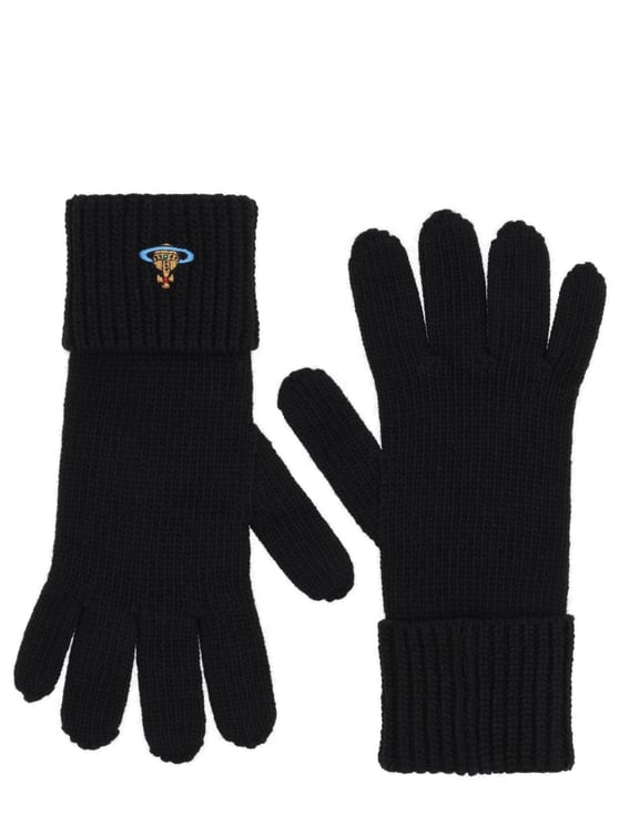 Vivienne Westwood Black Ribbed Wool Gloves