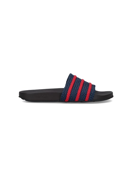 Wales Bonner "Adilette" Slides, In Blue Fabric, Dark Tone