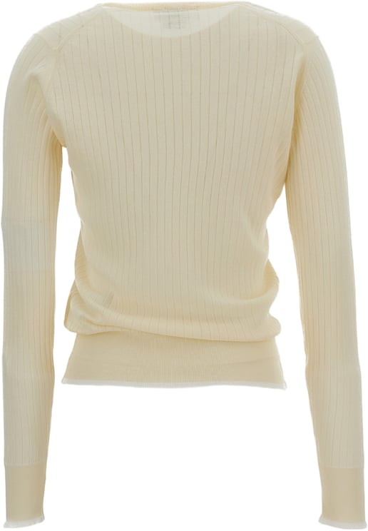 Wales Bonner Ribbed Knit Crewneck Sweater with Button Fastening