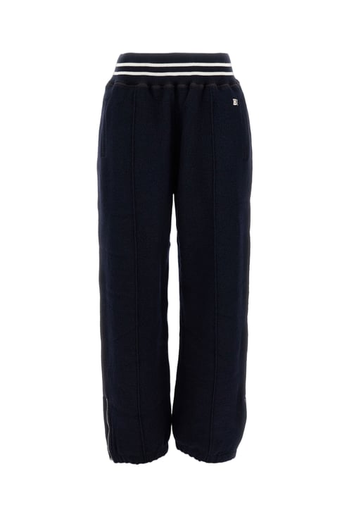Wales Bonner Baggy Wool Trousers With Elastic Waistband And Ribbed Cuffs