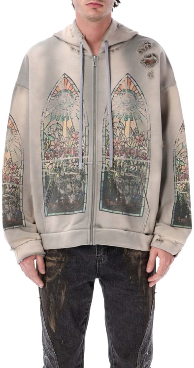 Who Decides War Faded Zip Up Vintage Grey