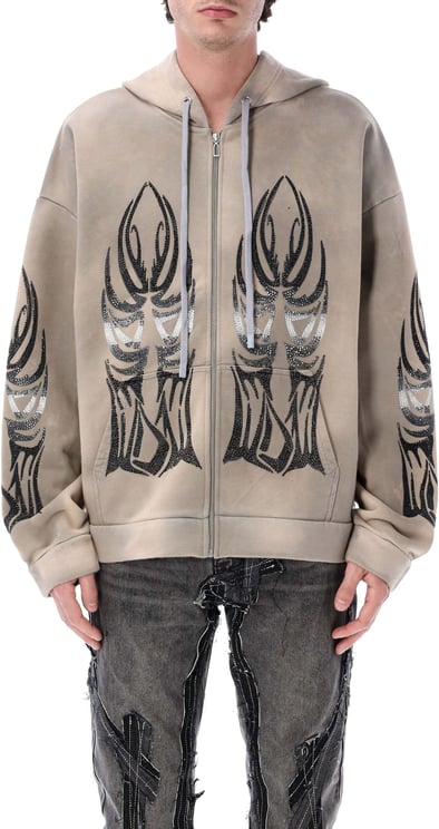 Who Decides War Winged Zip Up Vintage Grey