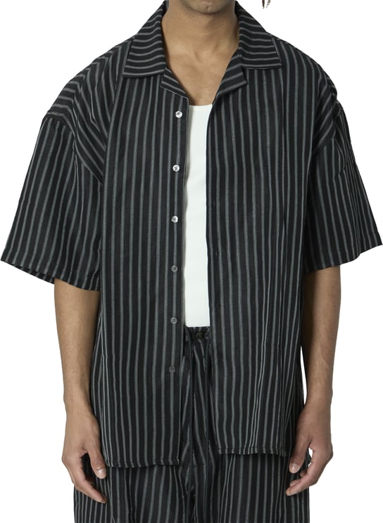 Willy Chavarria Striped camp collar shirt