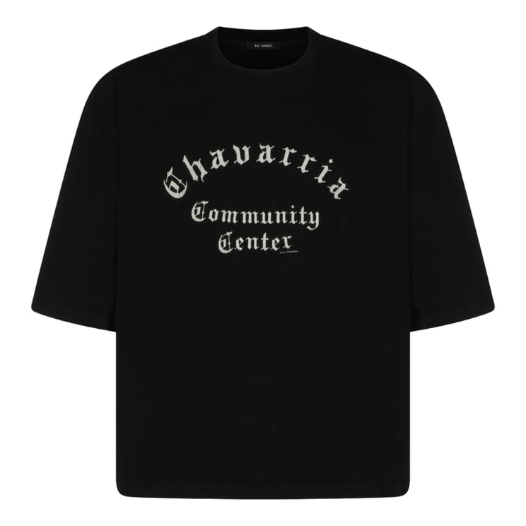 Willy Chavarria Contrasting Logo Black Cotton T-Shirt