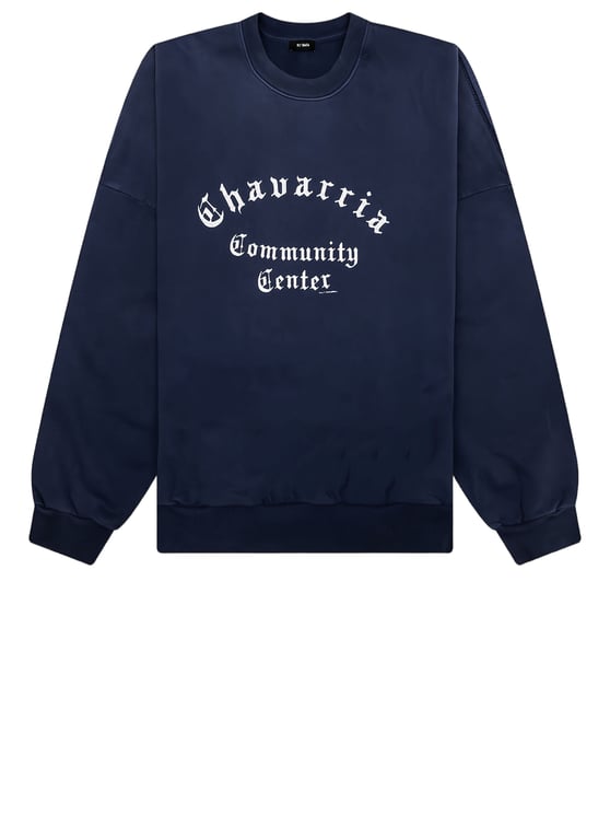 Willy Chavarria Navy Contrast Logo Cotton Sweatshirt