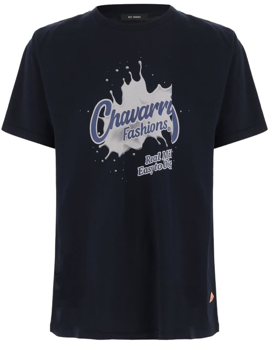 Willy Chavarria Navy Printed Cotton T-Shirt