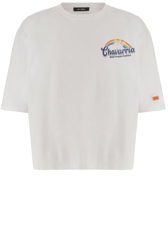 Willy Chavarria Cotton T-Shirt with Vibrant Rainbow Print