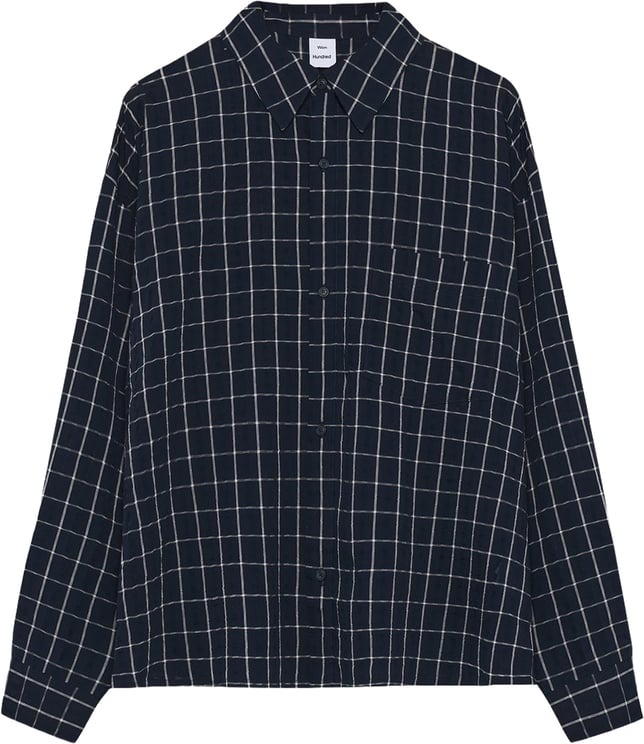 Won Hundred Camicia Maza Check Navy Blue