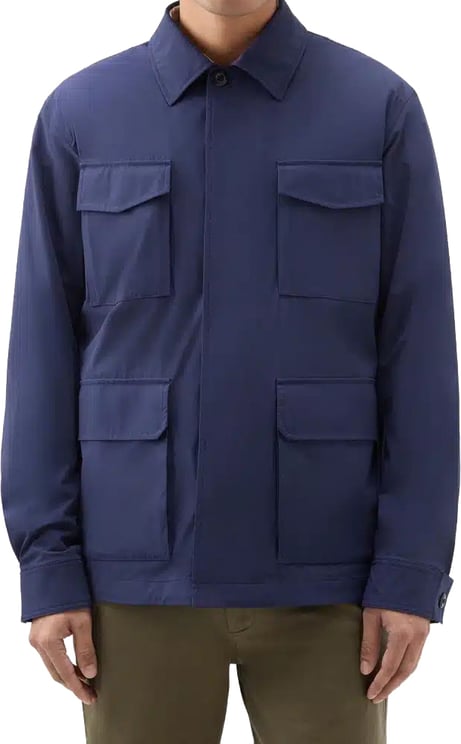 Woolrich Matt Stretch Field Jacket Martime Blue