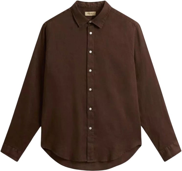 Woolrich Woolrich Linen Shirt Lange Mouw Overhemden Donkerbruin Cfwosi2013mrut5284