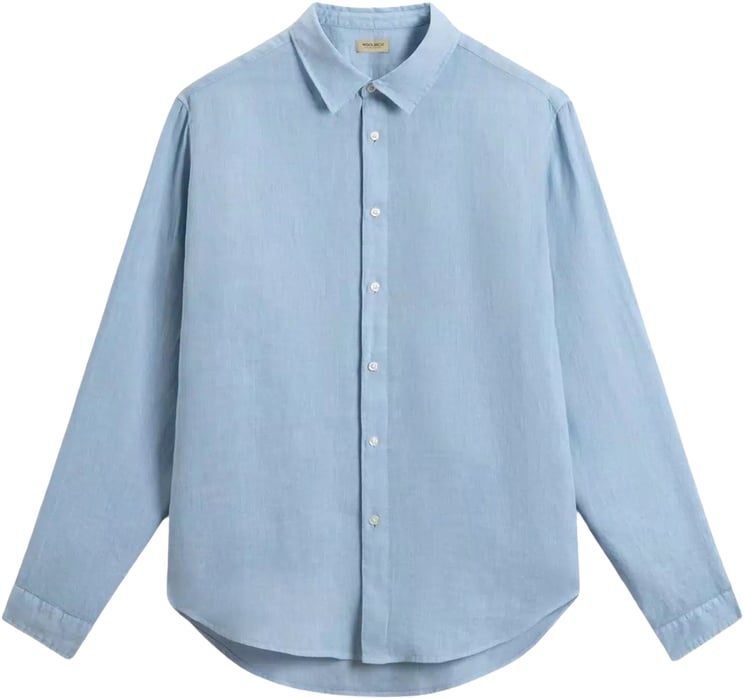 Woolrich Woolrich Linen Shirt Lange Mouw Overhemden Lichtblauw Cfwosi2013mrut5284