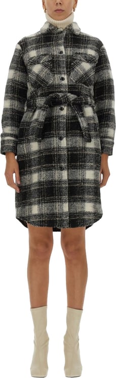 Woolrich Checkered Pattern Coat With Classic Collar