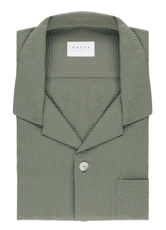 Xacus Green Seersucker Active Casual Shirt