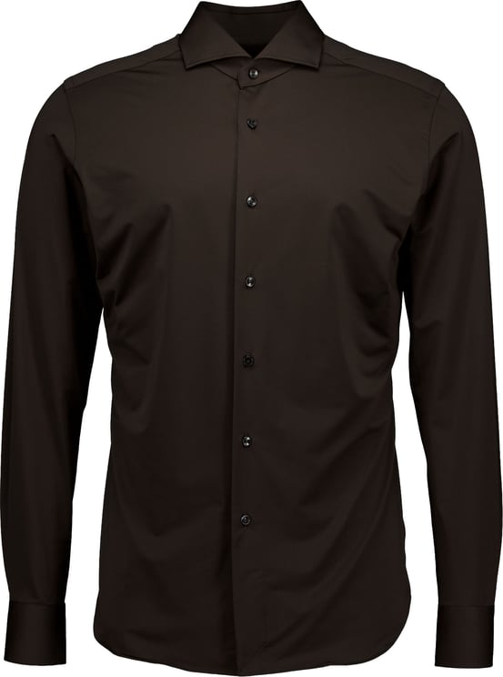 Xacus Xacus Active Shirt Lange Mouw Overhemden Donkerbruin Act520ml/11460