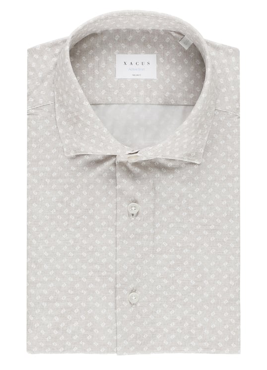 Xacus Beige White Geometric Active Shirt