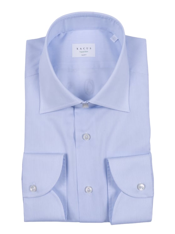 Xacus Blue Structured Fine Stripe Shirt
