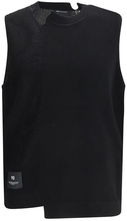 Y-3 Y-3 Black Cotton Sleeveles Sweater