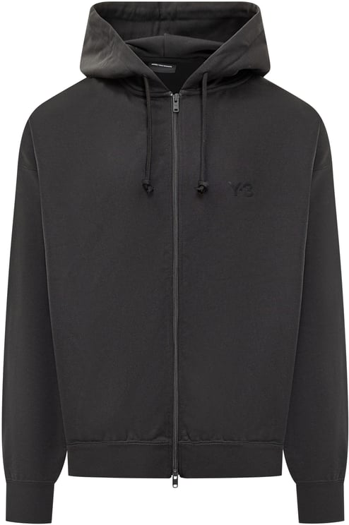 Y-3 Felpa con cappuccio e zip nera Y-3